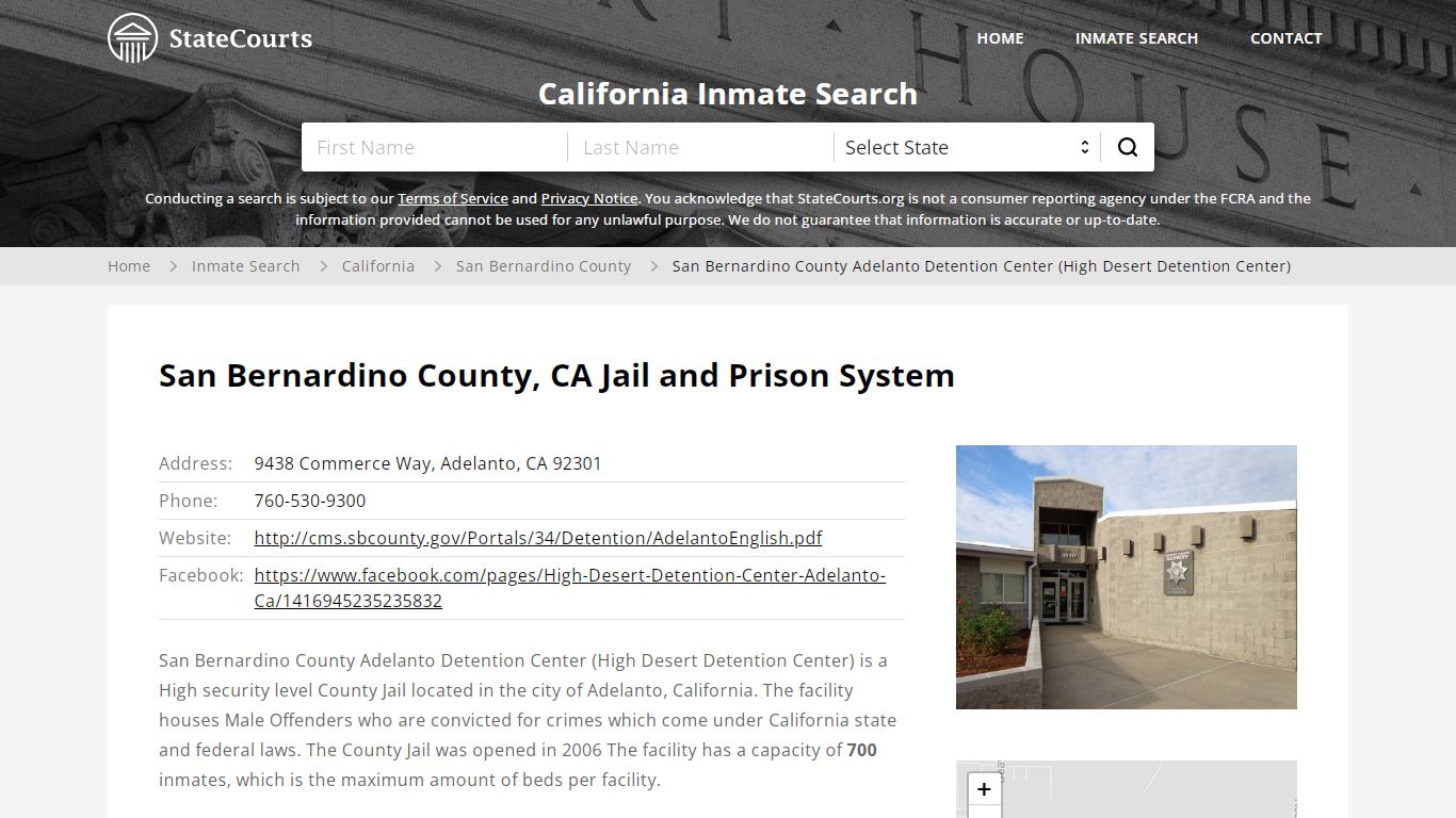 San Bernardino County Adelanto Detention Center (High ...